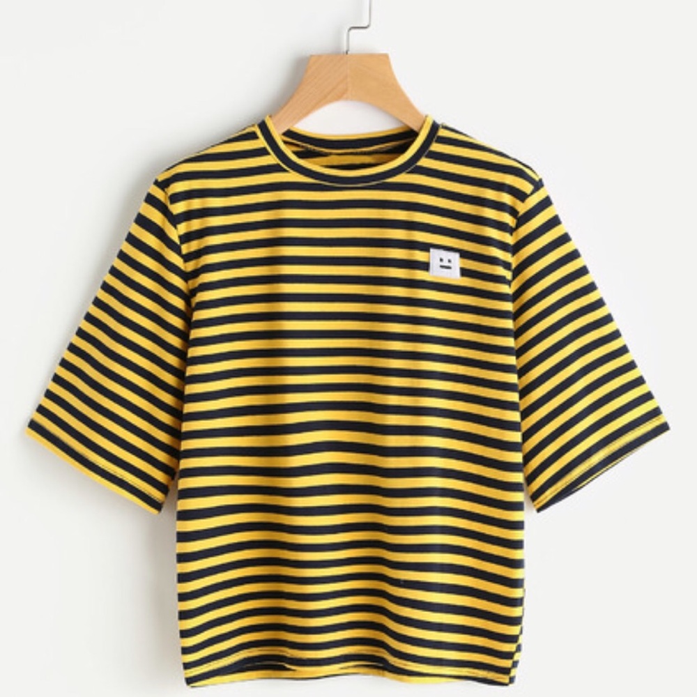 stripped emoji patch tee